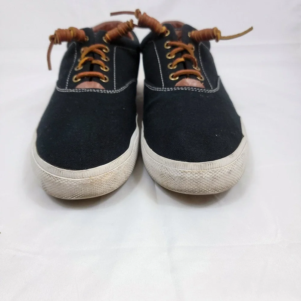 Polo Ralph Lauren Vaughn Sneakers Mens 13D Black Canvas Leather Trim Low Top - Picture 5 of 8